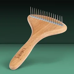 kooa bambukinės grėbliukinės šukos su besisukančiais dantimis, L 17,5 x B 10 cm — 5 nuotrauka