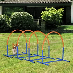 Agility rinkinys šunims pradedantiesiems, 4 lankai, su nešiojimo krepšiu, 88 x 64 x 95 cm, mėlynas ir oranžinis — 2 nuotrauka