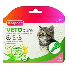 Lašai nuo blusų, erkių kačiukams - Beaphar Spot on Veto pure, 3 vnt.