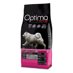 Optima Nova Dog Puppy All Breeds Sensitive Salmon & Potato sausas pašaras šuniukams iki 1 metų