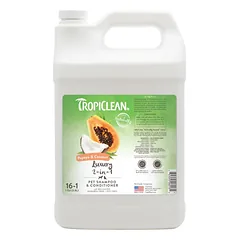 TropiClean Papaya & Coconut prabangus 2in1 šampūnas ir kondicionierius šunims ir katėms, 355 ml