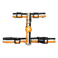 Dashi Stripes Orange & Black atšvaitinė petnešų liemenė - reguliuojama apsauginė petneša šunims, dirželiai