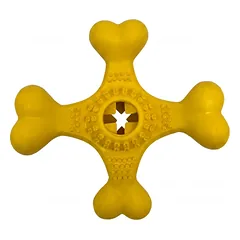Šunų žaislas, guminis, su ertme skanukams, geltonas, 19 cm