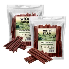 WILD FARM ėrienos lazdelės 500g + jautienos lazdelės 500g skanėstai šunims