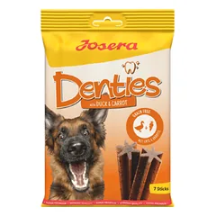 Josera Denties With Duck & Carrot skanėstas šunims su antiena ir morkomis dantims valyti, be grūdų, 180 g, 7 vnt.