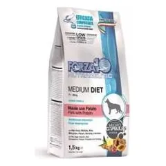 Forza10 Medium Diet Low Grain with Pork and Potato dietinis, sausas maistas šunims, su maisto netoleravimu ir alergijomis, 1,5 kg