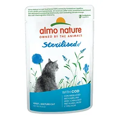 Almo Nature Holistic Sterilised drėgnas maistas sterilizuotoms katėms su menke, 70 g