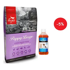 ORIJEN Dog Puppy Large 11,4kg + LAB V Lašišų aliejus šunims ir katėms 500ml