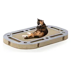 Canadian Cat Company kačių žaidimų aikštelė PLAYPLATE su draskymo kartonu, L 85 x B 54 x H 5.8 cm – dydis XL / tamsiai pilka, medžio raštu — 4 nuotrauka