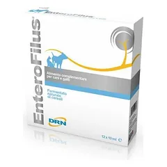EnteroFilus 12×10 ml – Skystas simbiotikas (prebiotikas+probiotikas), Papildomas pašaras šunims ir katėms