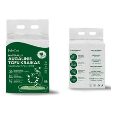 8 VNT. – Kraikas katėms TOFU BeloCat, alavijo / aloe vera kvapo, 6 l (2,5 kg), 2 mm granulės