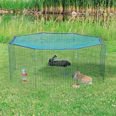 Trixie Outdoor Run With Net lauko aptvaras triušiams ir jūrų kiaulytėms su apsauginiu tinkleliu, 8 elementai, 150 x 57 cm