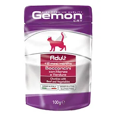Gemon Cat Pouch Adult Chunkies su jautiena ir daržovėmis, drėgnas maistas katėms 100 g — 2 nuotrauka