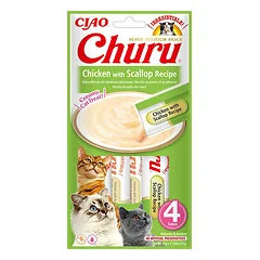 Churu kreminis skanėstas katėms su vištiena ir šukutėmis, 4vnt