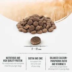 Briantos Junior su vištiena ir bulvėmis – begrūdė receptūra, sausas maistas šuniukams, < 1,4 kg — 5 nuotrauka