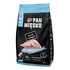 PAN MIĘSKO Vištiena su upėtakiu katėms traškučiai S 5 kg