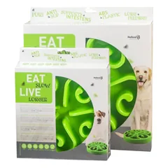 Eat Slow Live Longer Original lėto ėdimo dubenėlis, L, žalias — 2 nuotrauka