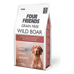 Four Friends wild boar grain free sausas pašaras alergiškiems šunims, 3 kg
