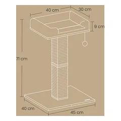 Kačių draskyklė 71 cm, šviesiai pilkas — 5 nuotrauka