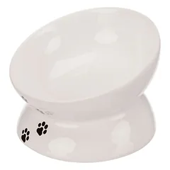 Trixie Double Bowl Ceramic dvigubas dubenėlis katėms iš keramikos, 2×0.2 l/ø11 cm, baltas