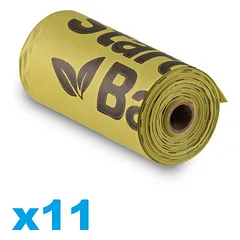 STARCH BAG Kompostuojamieji biologiniai maišeliai išmatoms, 11 ritinėlių x 15 vnt., žalios spalvos