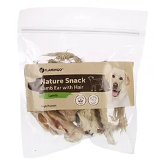Flamingo Nature Snack Ėrienos Ausis Su Kailiu - šunų skanėstai, natūralios ėrienos ausys