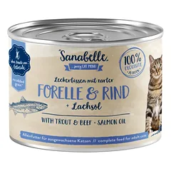 Sanabelle Trout and Beef konservai suaugusioms katėms su upėtakiu ir jautiena