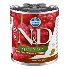 FARMINA N&D Quinoa Dog Venison, coconut 285 g Elniena su kokosu odai ir kailiui stiprinti