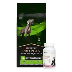 PRO PLAN Veterinary Diets HA hipoalerginis sausas maistas šunims 7kg + LAB-V Allerga Control - Alergijos simptomų palaikymas 45 kapsulės