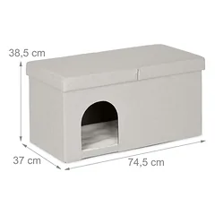 Sulankstomas kačių namelis 38,5x74,5x37cm., smėlio/baltos spalvos — 4 nuotrauka