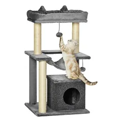 Zatte Katzenbaum 90 cm, Höhle, Hängematte, Sisal, Grau
