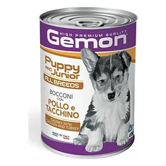 Gemon Dog Chunkies Junior With Chicken & Turkey kompleksinis drėgnas maistas šuniukams ir jauniems šunims su vištiena ir kalakutiena, 0.415 kg