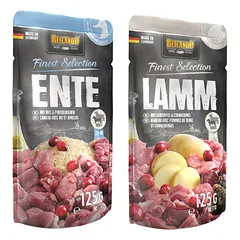 BELCANDO Finest Selection Antis, ryžiai ir spanguolės + Aviena, bulvės ir spanguolės 24x125 g