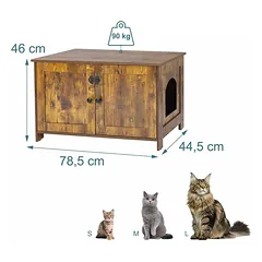 Uždara katės tualeto spintelė Relaxdays 10052204_8208, 2 durys, 78,5 × 46 × 44,5 cm — 4 nuotrauka