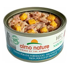 Almo Nature HFC Natural tunas, vištiena ir sūris, drėgnas maistas katėms 70 g — 3 nuotrauka
