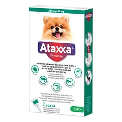 Ataxxa 200mg/40mg - lašai nuo blusų, erkių ir uodų šunims, sveriantiems iki