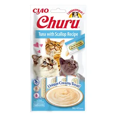 CHURU kreminis skanėstas su tunu ir šukutėmis katėms, 4 vnt.