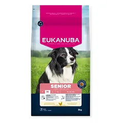 Eukanuba Life Care Senior sausas maistas vidutinių veislių vyresnio amžiaus šunims su vištiena, M, 15 kg
