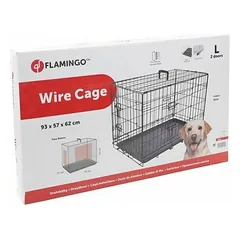 Flamingo Keo L Dog Wire Cage with Two Doors Black 93 x 57 x 62 cm