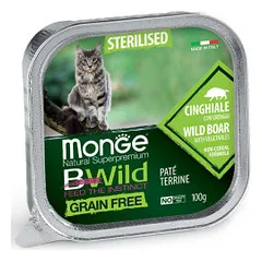 Monge BWild Sterilised paštetas su šerniena ir daržovėmis sterilizuotoms katėms