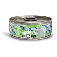 Monge tuno gabaliukai su surimi želė suaugusiems katėms, 80 g parduotuvėje vetprekes.lt