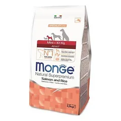 Monge Mini Adult Salmon and Rice sausas maistas mažiems suaugusiems šunims, 2,5 kg