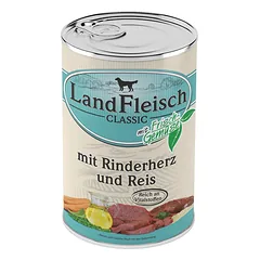 Landfleisch konservai šunims, jaučių širdys+ryžiai, 400g