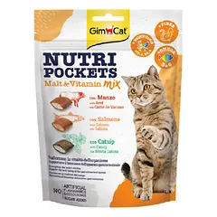GimCat Nutri Pockets Malt Vitamin Mix with Beef, Salmon, Catnip 150 g