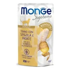 Monge SUPREME - Cat Wet Pouches Tuna with seabass and potatoes - Adult 80g