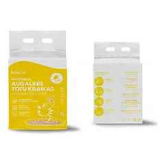 Kačių kraikas citrinos kvapo. "TOFU" Grynasis kiekis: 6L / 2,5Kg., 2.0mm granulių dydžio.