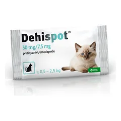 Dehispot užlašinamasis tirpalas nuo kirminų ir kaspinuočių mažoms katėms, 30 mg/7,5 mg — 2 nuotrauka