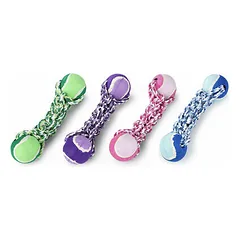 Dog toy cotton play rope with two tennis balls  34,5 cm