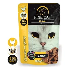 FINE CAT konservas katėms su vištiena 100g 22vnt