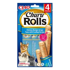 INABA Churu suktinukai katėms - tunas su šukutėmis 4x10g